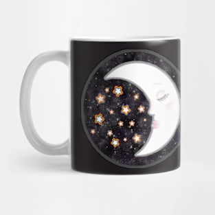 Moon with Rainbow Stars Mug